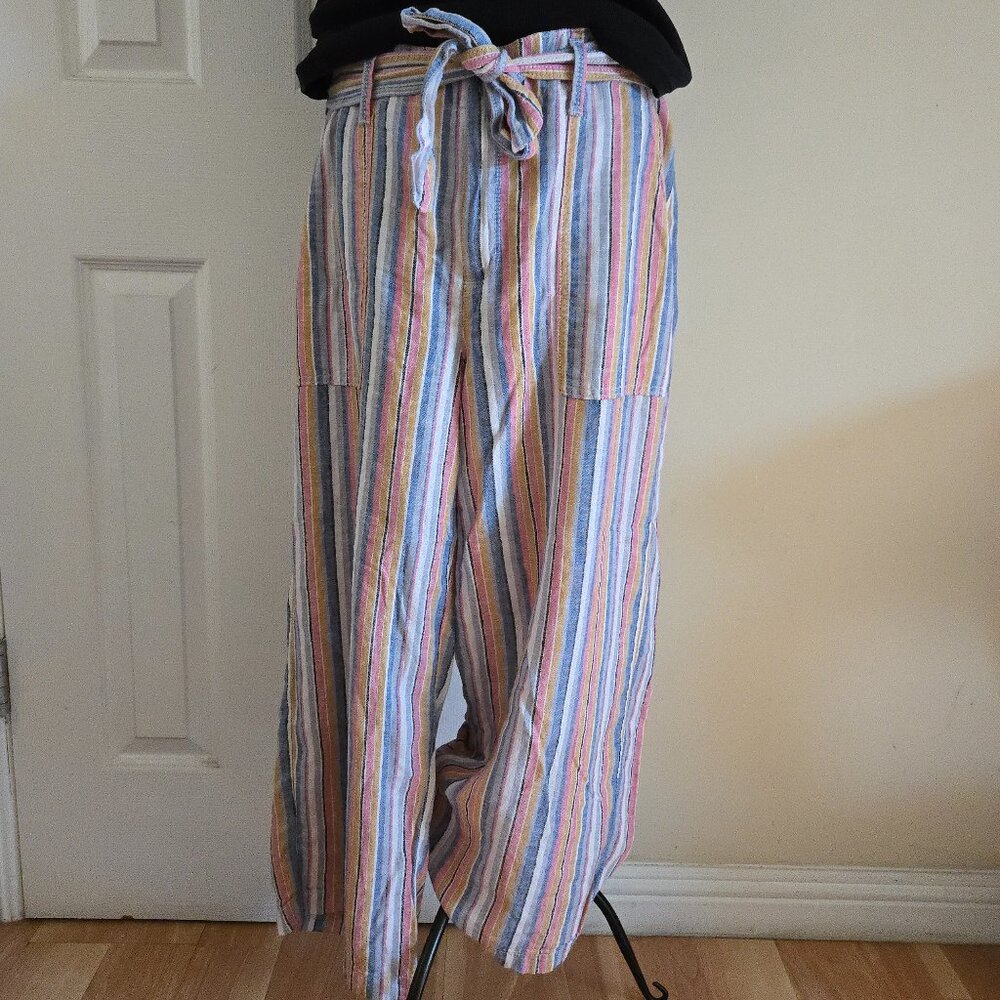 Seven7 Striped Linen Blend Wide Leg Pants